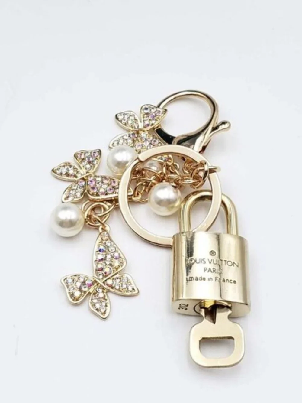Authentic Louis Vuitton Gold Padlock & Key 🔒 LV Bag Charm Unbranded Keychain